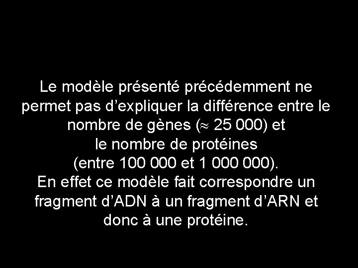 Le modèle présenté précédemment ne permet pas d’expliquer la différence entre le nombre de