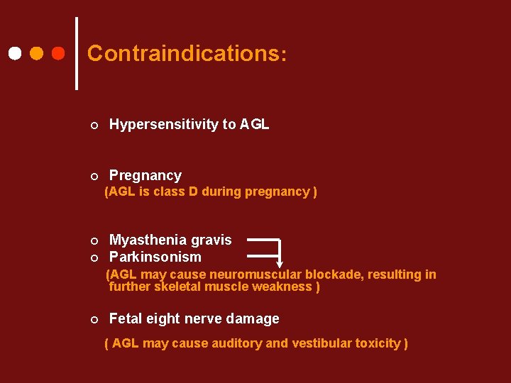 Contraindications: ¢ Hypersensitivity to AGL ¢ Pregnancy (AGL is class D during pregnancy )