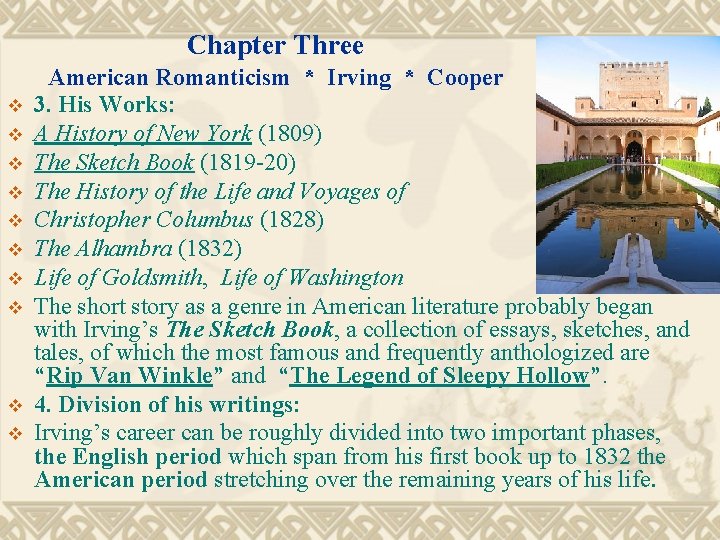 Chapter Three American Romanticism Irving Cooper V I