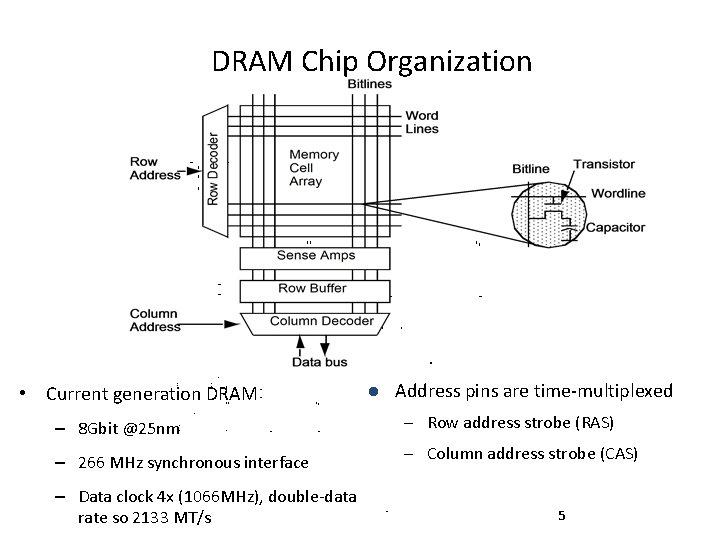 DRAM Chip Organization • Current generation DRAM l Address pins are time-multiplexed – 8 DRAM Chip Organization • Current generation DRAM l Address pins are time-multiplexed – 8