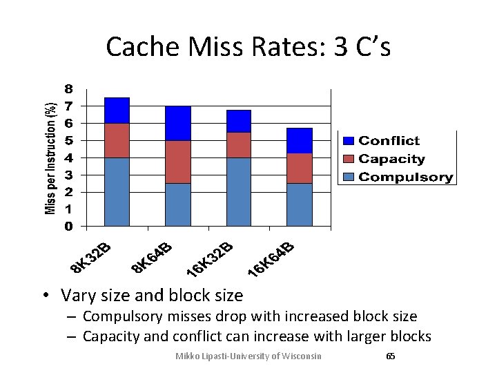 Cache Miss Rates: 3 C’s • Vary size and block size – Compulsory misses Cache Miss Rates: 3 C’s • Vary size and block size – Compulsory misses