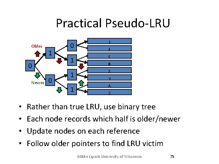 Practical Pseudo-LRU Older 1 0 Newer • • 0 0 1 J F C Practical Pseudo-LRU Older 1 0 Newer • • 0 0 1 J F C