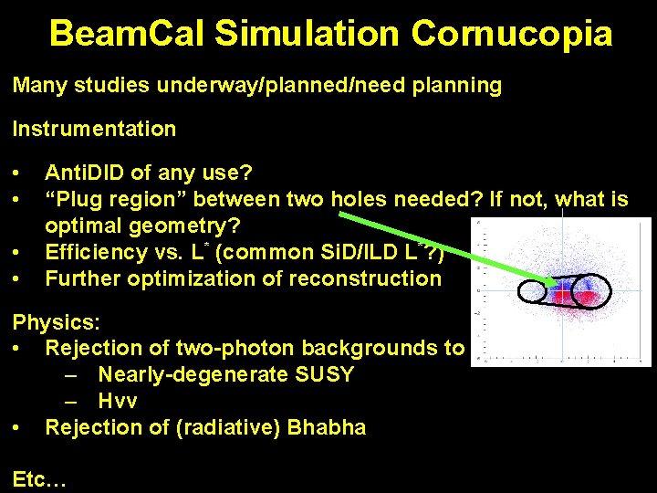Beam. Cal Simulation Cornucopia Many studies underway/planned/need planning Instrumentation • • Anti. DID of