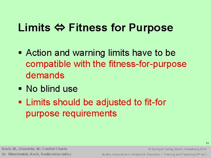 Limits Fitness for Purpose § Action and warning limits have to be compatible with