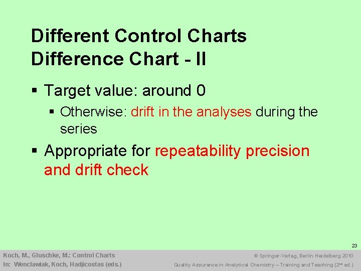 Different Control Charts Difference Chart - II § Target value: around 0 § Otherwise: