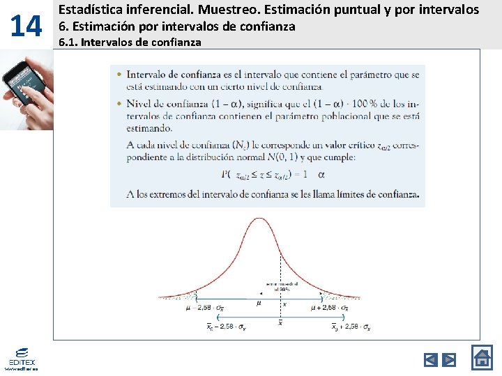 14 www. editex. es Estadística inferencial. Muestreo. Estimación puntual y por intervalos 6. Estimación