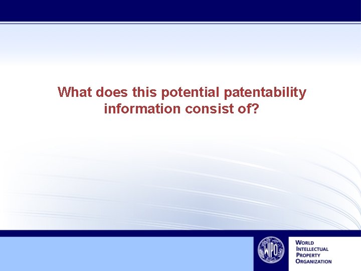 What does this potential patentability information consist of? 