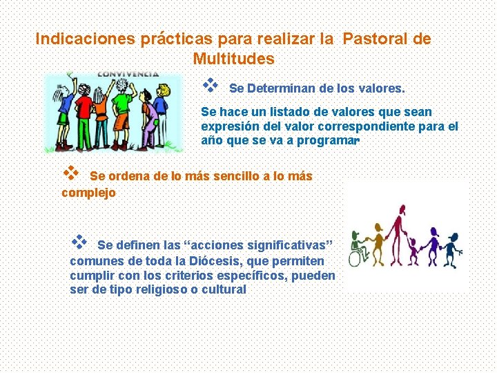 Indicaciones prácticas para realizar la Pastoral de Multitudes v Se Determinan de los valores.