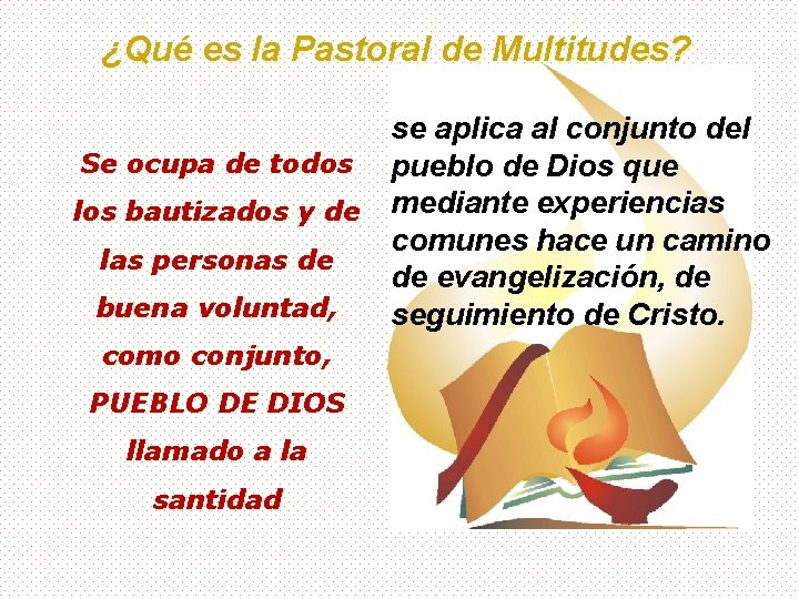 ¿Qué es la Pastoral de Multitudes? se aplica al conjunto del Se ocupa de