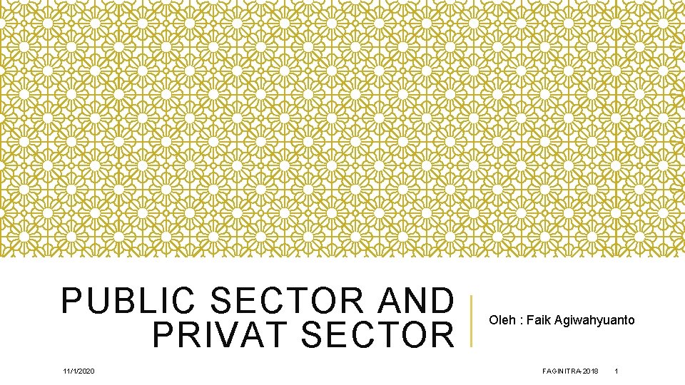 PUBLIC SECTOR AND PRIVAT SECTOR 11/1/2020 Oleh : Faik Agiwahyuanto FAGINITRA-2018 1 