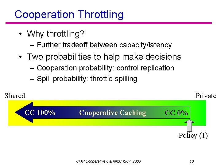 Cooperation Throttling • Why throttling? – Further tradeoff between capacity/latency • Two probabilities to