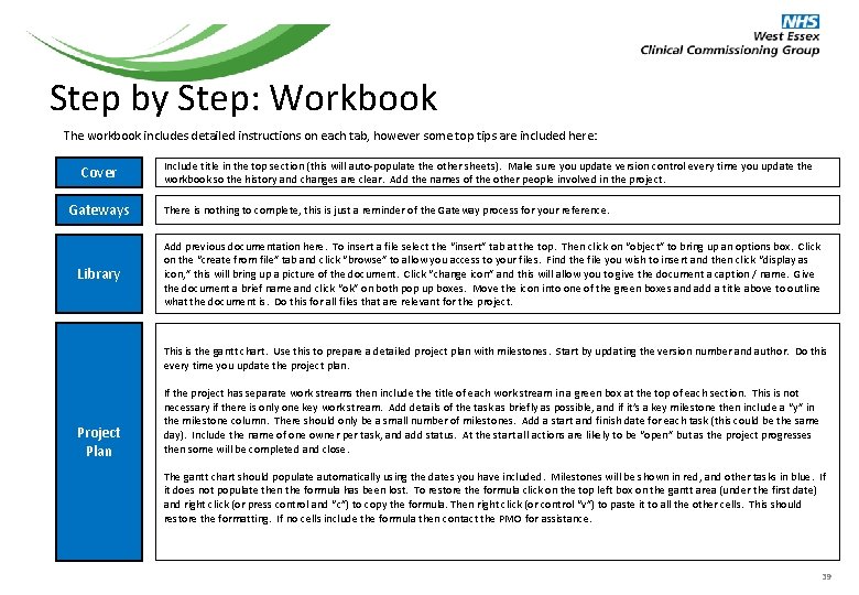 Step by Step: Workbook The workbook includes detailed instructions on each tab, however some Step by Step: Workbook The workbook includes detailed instructions on each tab, however some