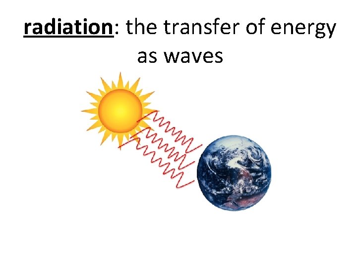 radiation: the transfer of energy as waves 