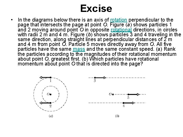 Excise • In the diagrams below there is an axis of rotation perpendicular to