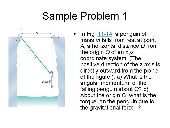 Sample Problem 1 • In Fig. 11 -14, a penguin of mass m falls