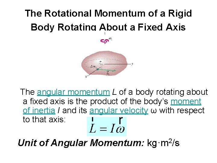 The Rotational Momentum of a Rigid Body Rotating About a Fixed Axis The angular