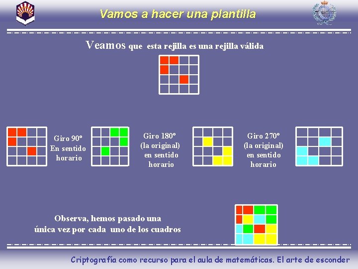Vamos a hacer una plantilla Veamos que esta rejilla es una rejilla válida Giro