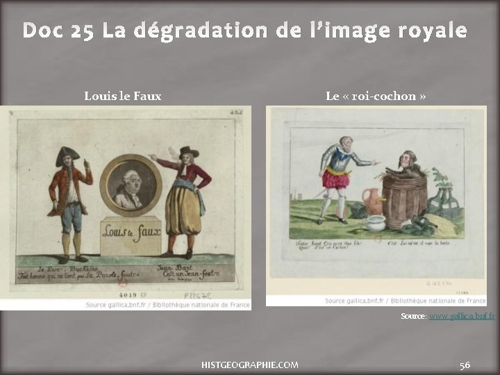 Doc 25 La dégradation de l’image royale Louis le Faux Le « roi-cochon »