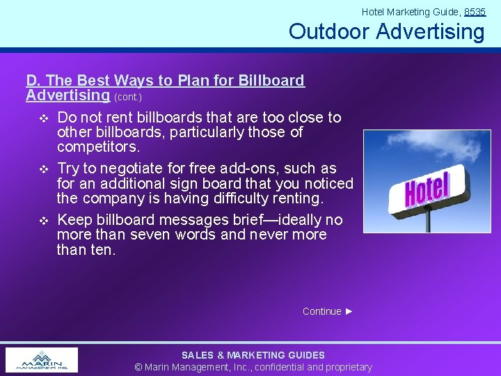 Hotel Marketing Guide, 8535 Outdoor Advertising D. The Best Ways to Plan for Billboard Hotel Marketing Guide, 8535 Outdoor Advertising D. The Best Ways to Plan for Billboard