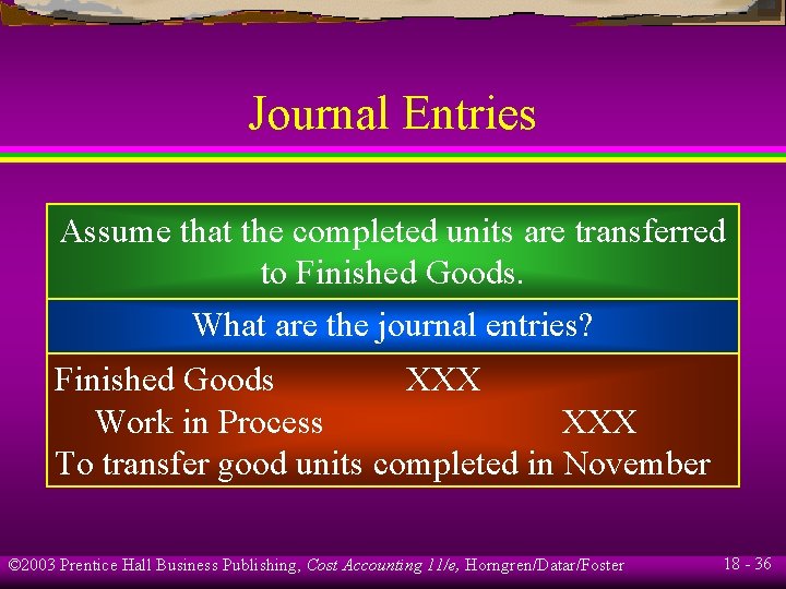 Journal Entries Assume that the completed units are transferred to Finished Goods. What are Journal Entries Assume that the completed units are transferred to Finished Goods. What are