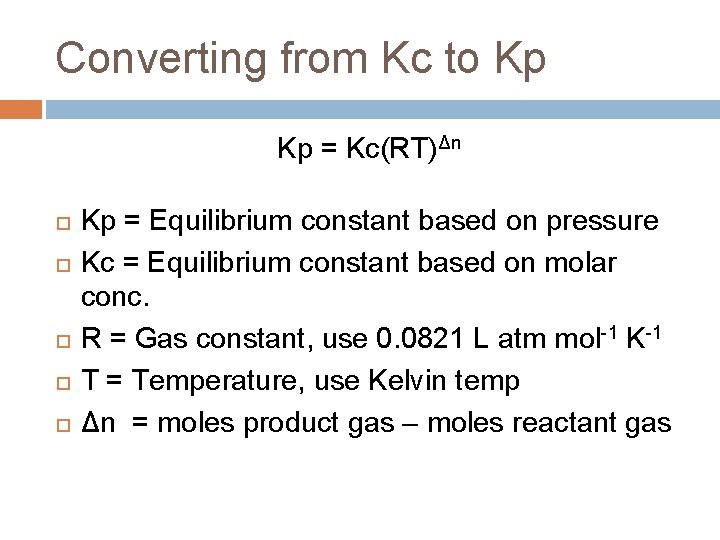 converting between kp and kc