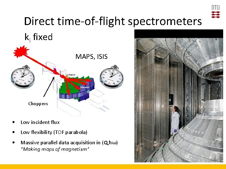 Direct time-of-flight spectrometers ki fixed MAPS, ISIS Choppers • Low incident flux • Low