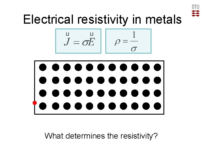 Electrical resistivity in metals What determines the resistivity? 