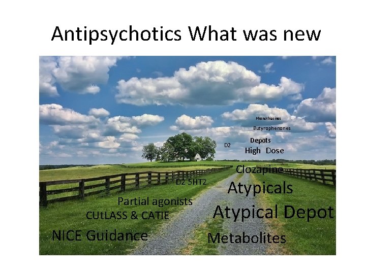 Antipsychotics What was new Phenothiazines Butyrophenones D 2 5 HT 2 Partial agonists CUt.