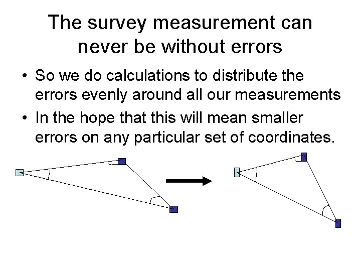 The survey measurement can never be without errors • So we do calculations to