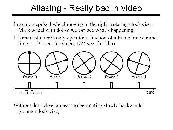 Aliasing - Really bad in video Aliasing - Really bad in video