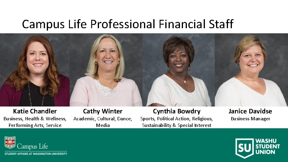 Campus Life Professional Financial Staff Katie Chandler Business, Health & Wellness, Performing Arts, Service