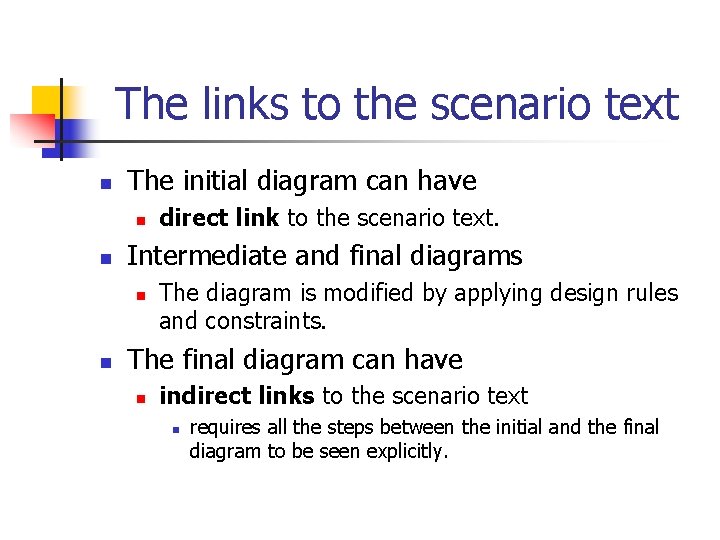 The links to the scenario text n The initial diagram can have n n