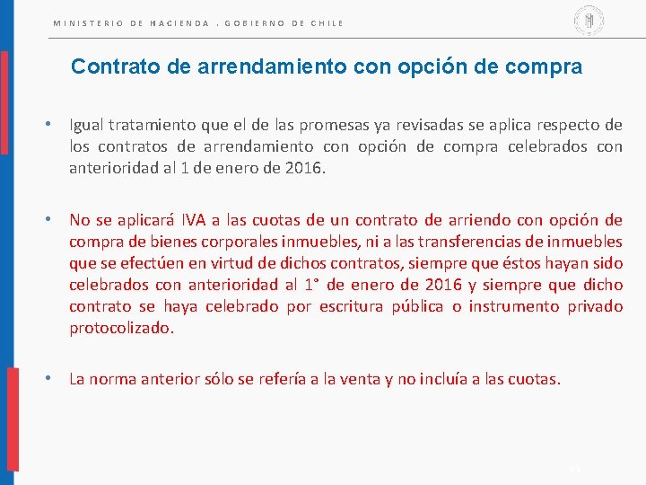 MINISTERIO DE HACIENDA. GOBIERNO DE CHILE Contrato de arrendamiento con opción de compra • MINISTERIO DE HACIENDA. GOBIERNO DE CHILE Contrato de arrendamiento con opción de compra •