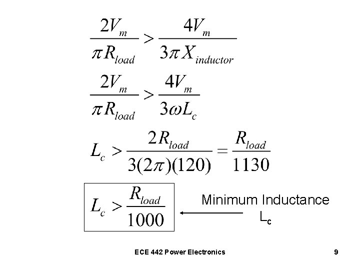 Minimum Inductance Lc ECE 442 Power Electronics 9 