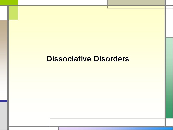 Dissociative Disorders 