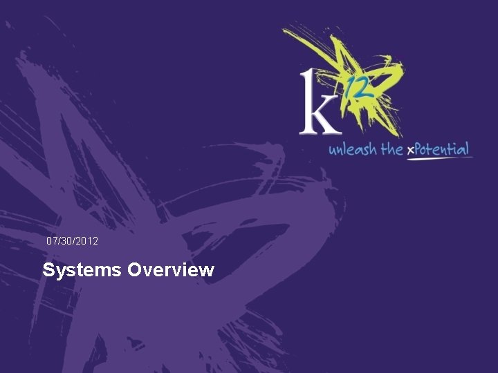 07/30/2012 Systems Overview 07/30/2012 Systems Overview