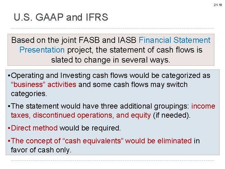 21 -18 U. S. GAAP and IFRS Based on the joint FASB and IASB