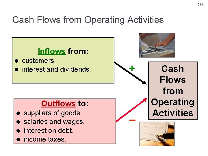 21 -8 Cash Flows from Operating Activities Inflows from: customers. l interest and dividends.