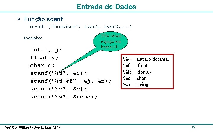 Programao de Computadores Prof Eng Willian de Araujo
