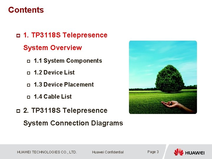 Contents p 1. TP 3118 S Telepresence System Overview p p 1. 1 System