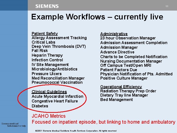 11 Example Workflows – currently live Patient Safety Allergy Assessment Tracking Critical Labs Deep 11 Example Workflows – currently live Patient Safety Allergy Assessment Tracking Critical Labs Deep