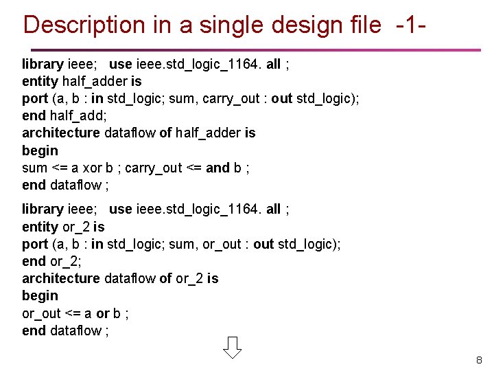 Description in a single design file -1 library ieee; use ieee. std_logic_1164. all ;