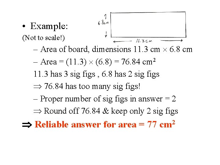  • Example: (Not to scale!) – Area of board, dimensions 11. 3 cm