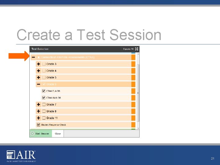 Create a Test Session 21 Create a Test Session 21