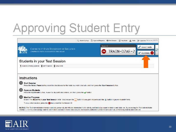 Approving Student Entry 30 Approving Student Entry 30