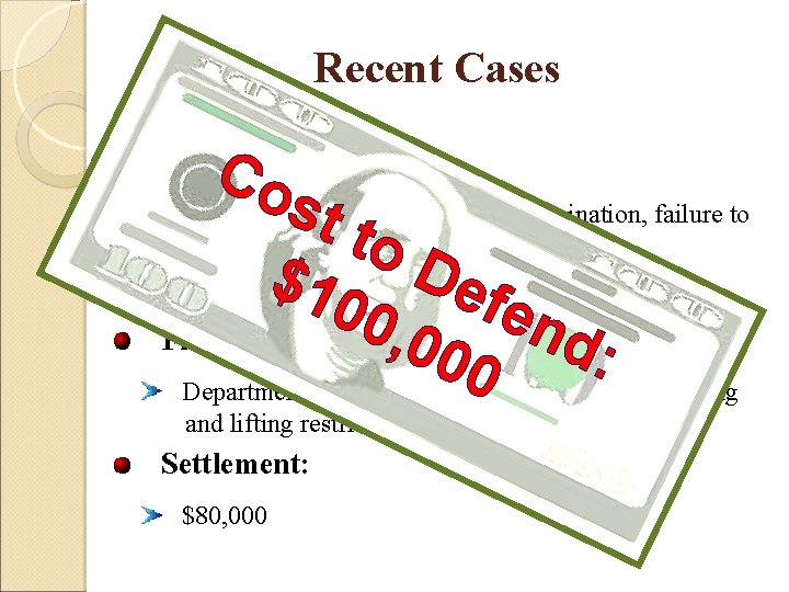 Recent Cases Co Case 2 Allegations: st to $10 Def e 0 Findings related