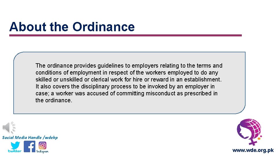 About the Ordinance The ordinance provides guidelines to employers relating to the terms and