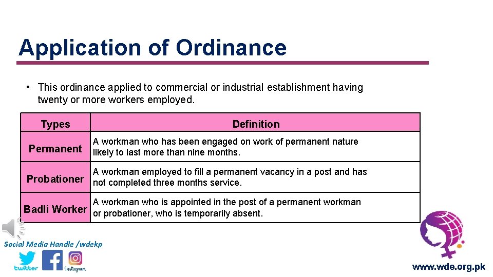 Application of Ordinance • This ordinance applied to commercial or industrial establishment having twenty