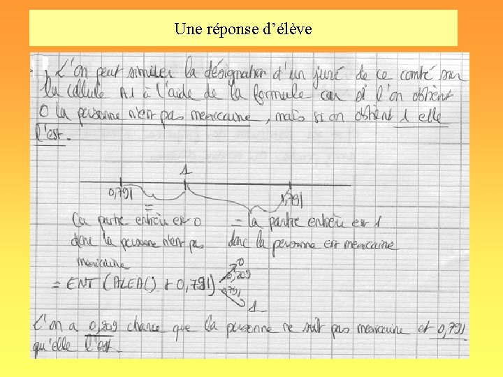 Une réponse d’élève 