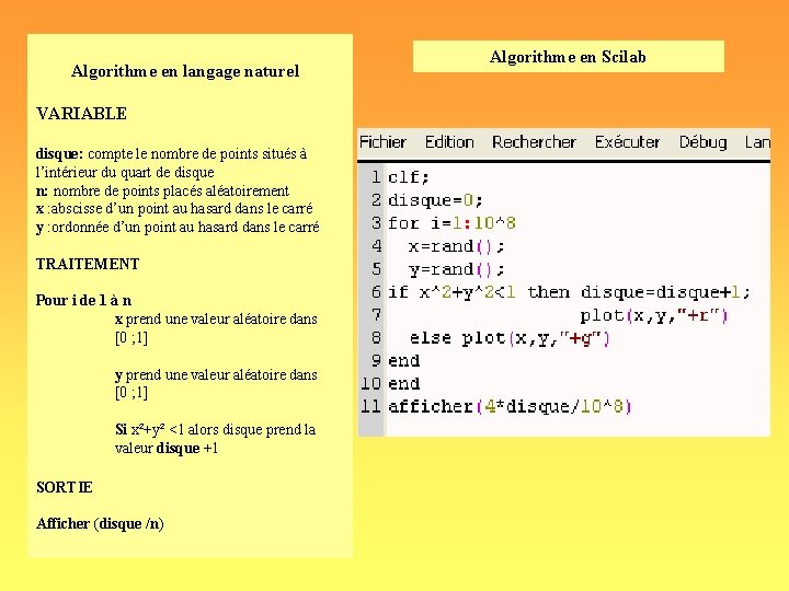 Algorithme en langage naturel VARIABLE disque: compte le nombre de points situés à Algorithme en langage naturel VARIABLE disque: compte le nombre de points situés à